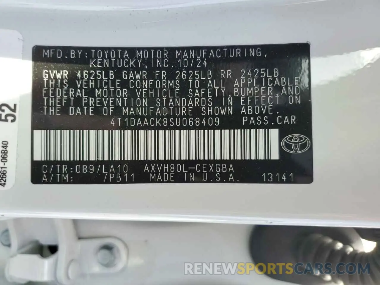 14 fotografías del automóvil dañado 4T1DAACK8SU068409 TOYOTA CAMRY 2025