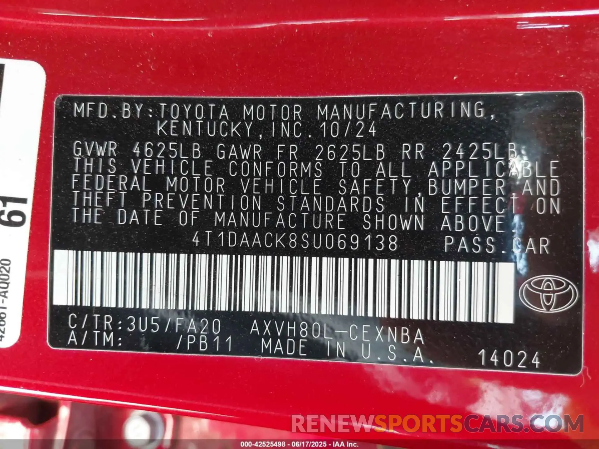 9 fotografías del automóvil dañado 4T1DAACK8SU069138 TOYOTA CAMRY 2025