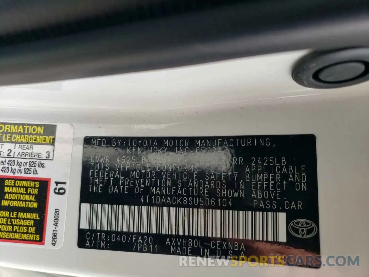 13 fotografías del automóvil dañado 4T1DAACK8SU506104 TOYOTA CAMRY 2025