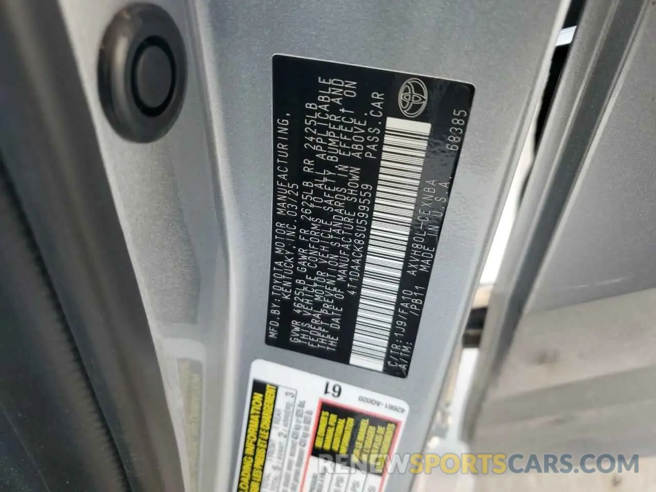 12 fotografías del automóvil dañado 4T1DAACK8SU599559 TOYOTA CAMRY 2025