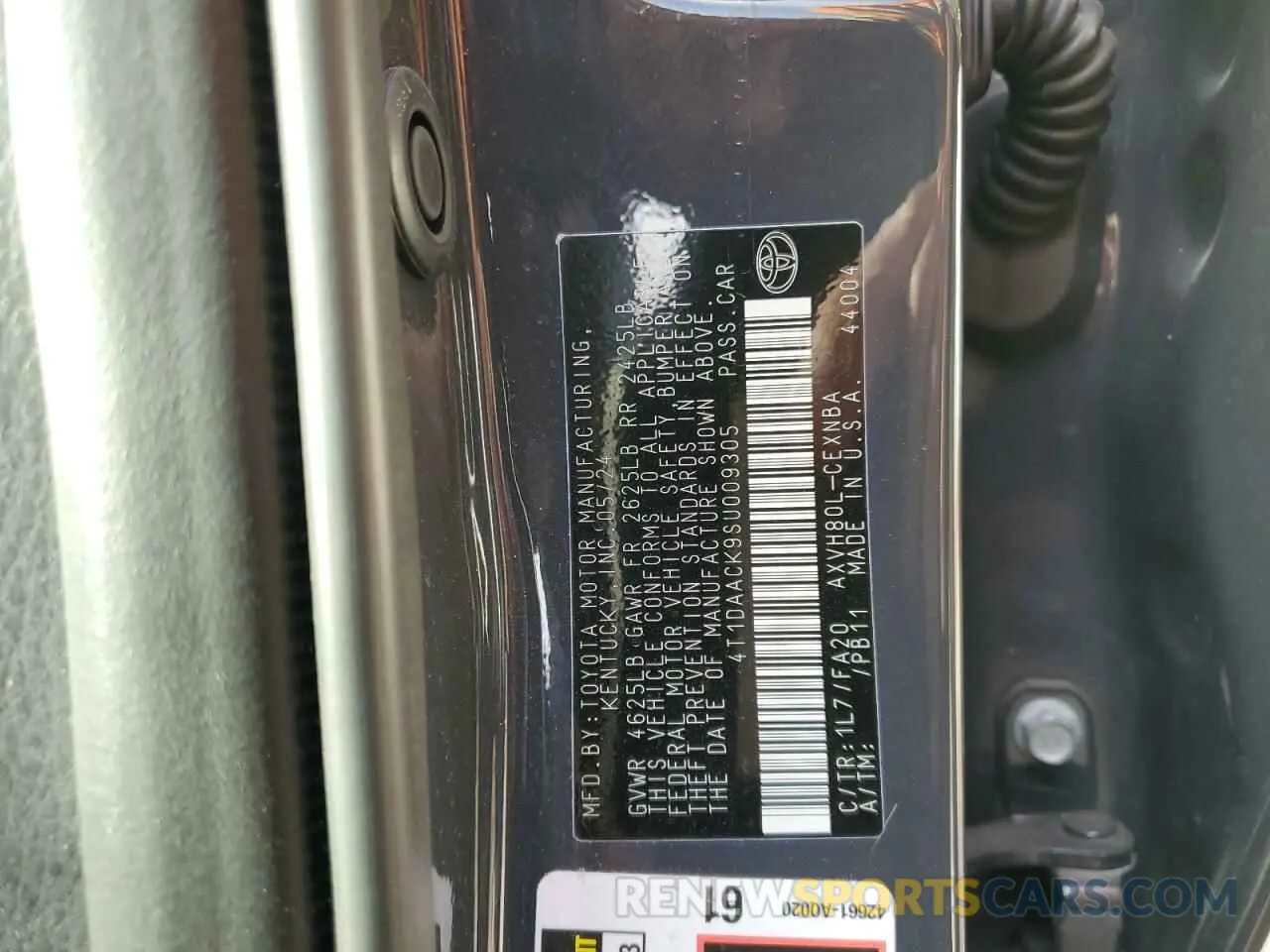 12 fotografías del automóvil dañado 4T1DAACK9SU009305 TOYOTA CAMRY 2025