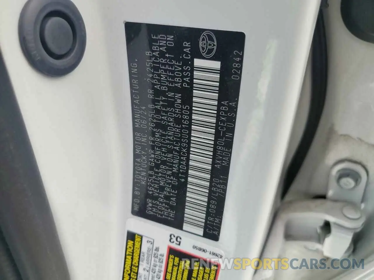 12 fotografías del automóvil dañado 4T1DAACK9SU016805 TOYOTA CAMRY 2025