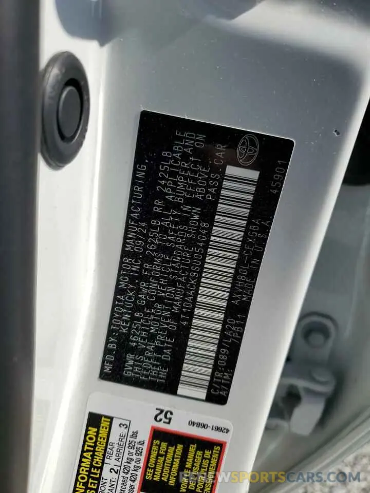 12 fotografías del automóvil dañado 4T1DAACK9SU054048 TOYOTA CAMRY 2025