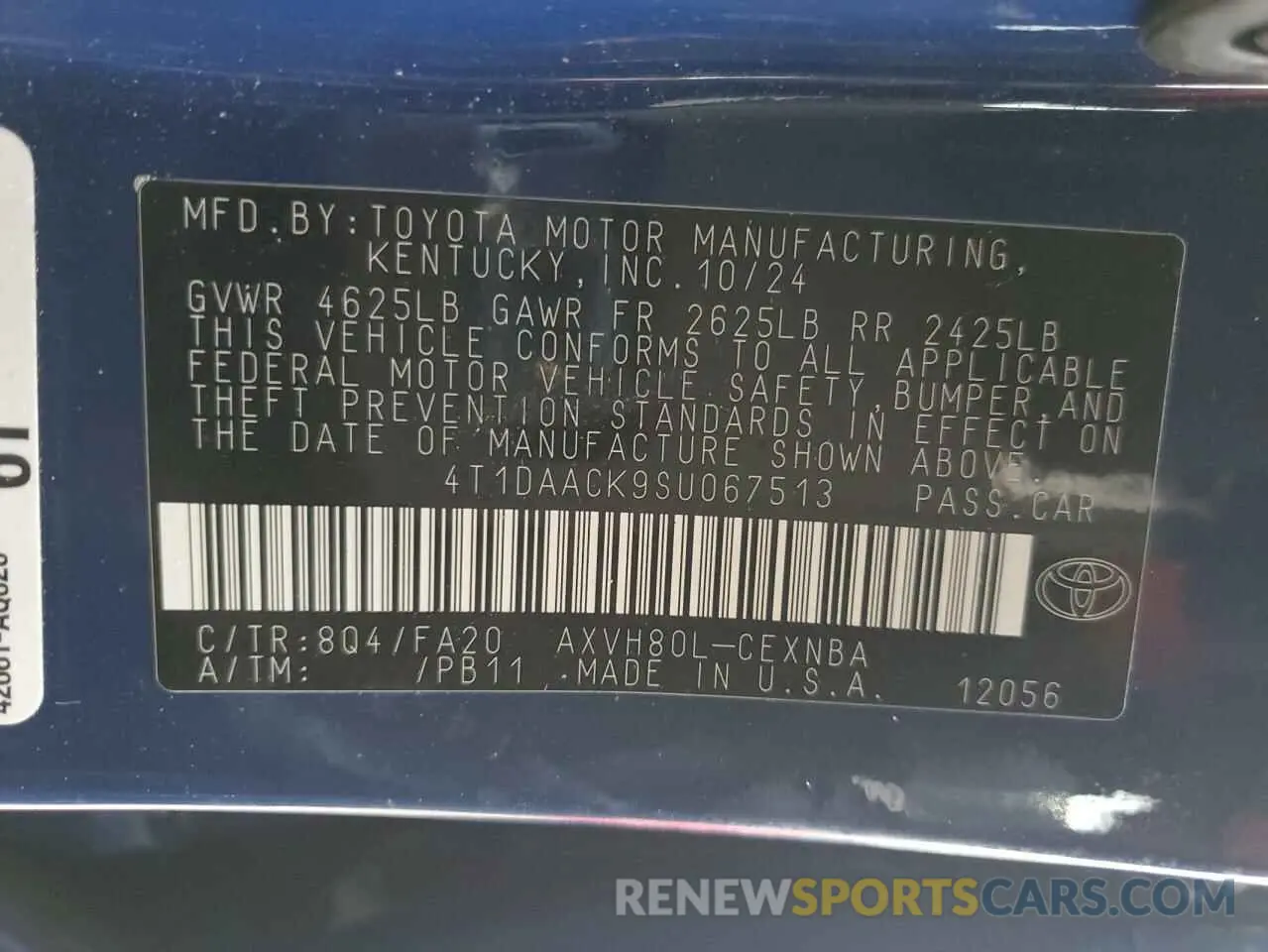 14 fotografías del automóvil dañado 4T1DAACK9SU067513 TOYOTA CAMRY 2025