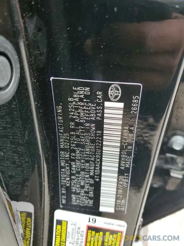 12 fotografías del automóvil dañado 4T1DAACK9SU122218 TOYOTA CAMRY 2025