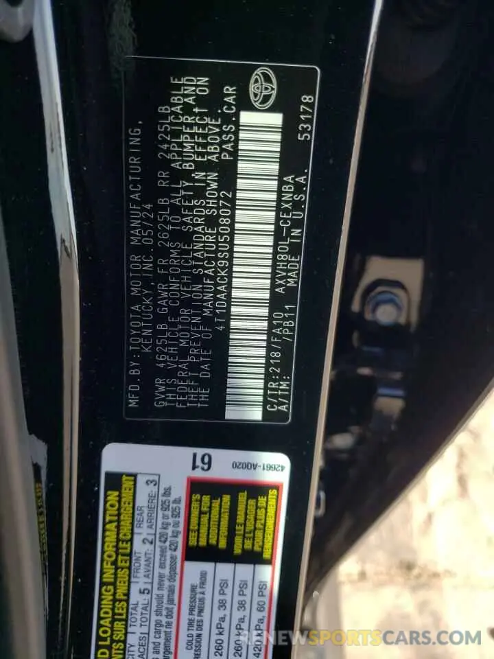13 fotografías del automóvil dañado 4T1DAACK9SU508072 TOYOTA CAMRY 2025