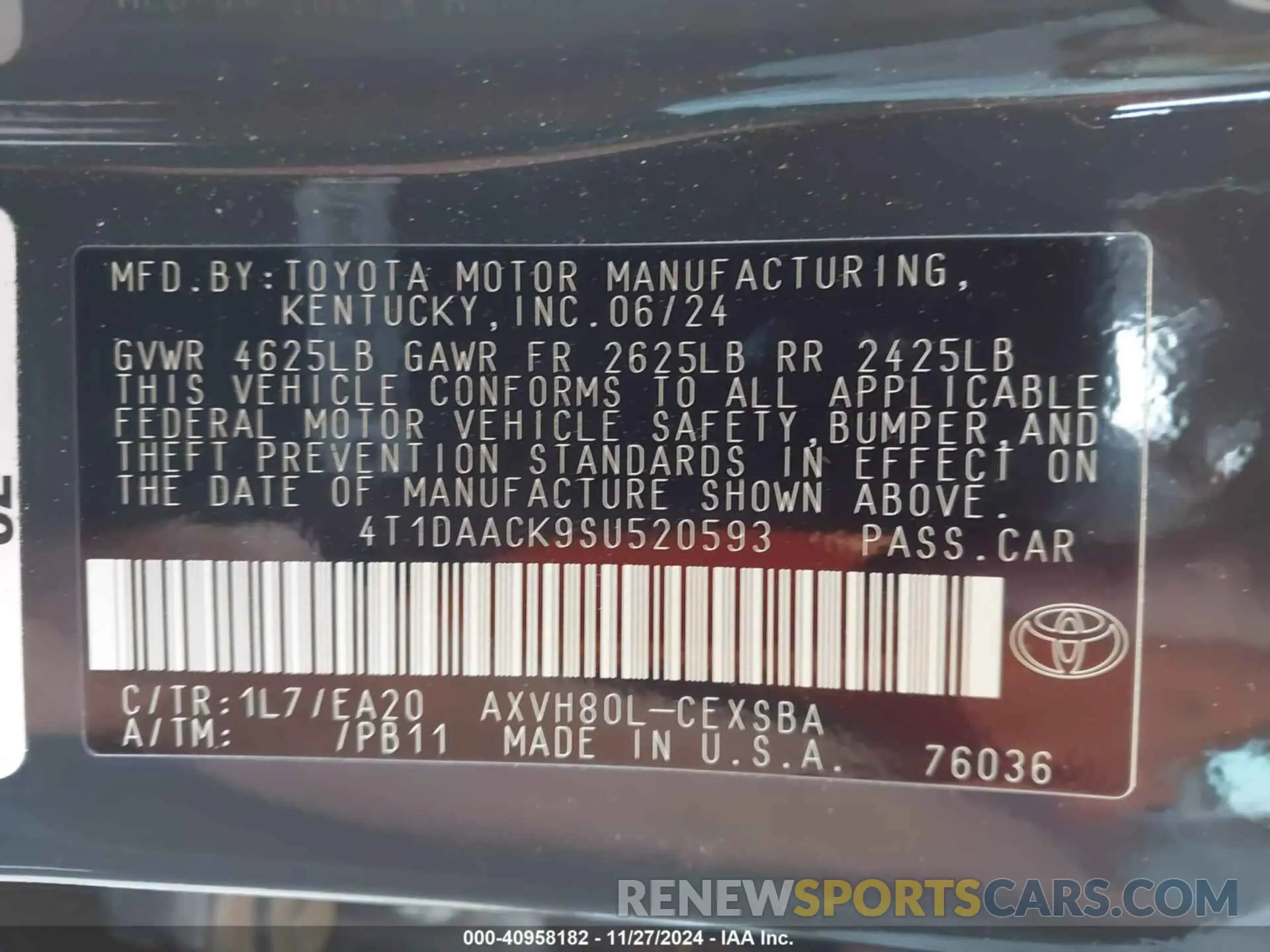 9 fotografías del automóvil dañado 4T1DAACK9SU520593 TOYOTA CAMRY 2025