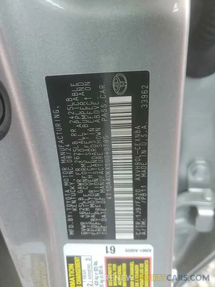 12 fotografías del automóvil dañado 4T1DAACKXSU043785 TOYOTA CAMRY 2025
