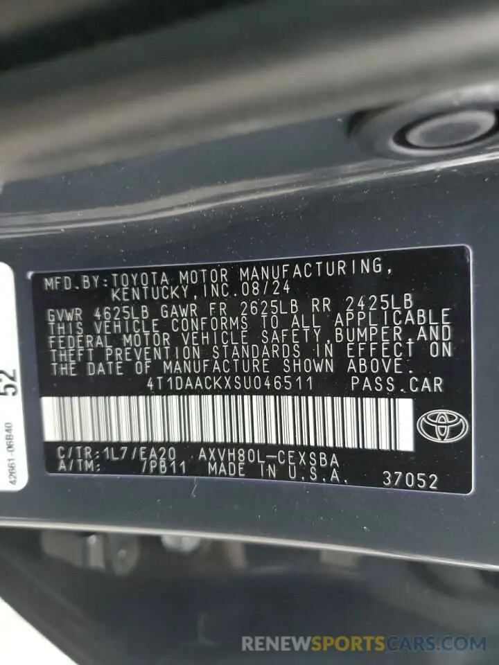14 fotografías del automóvil dañado 4T1DAACKXSU046511 TOYOTA CAMRY 2025