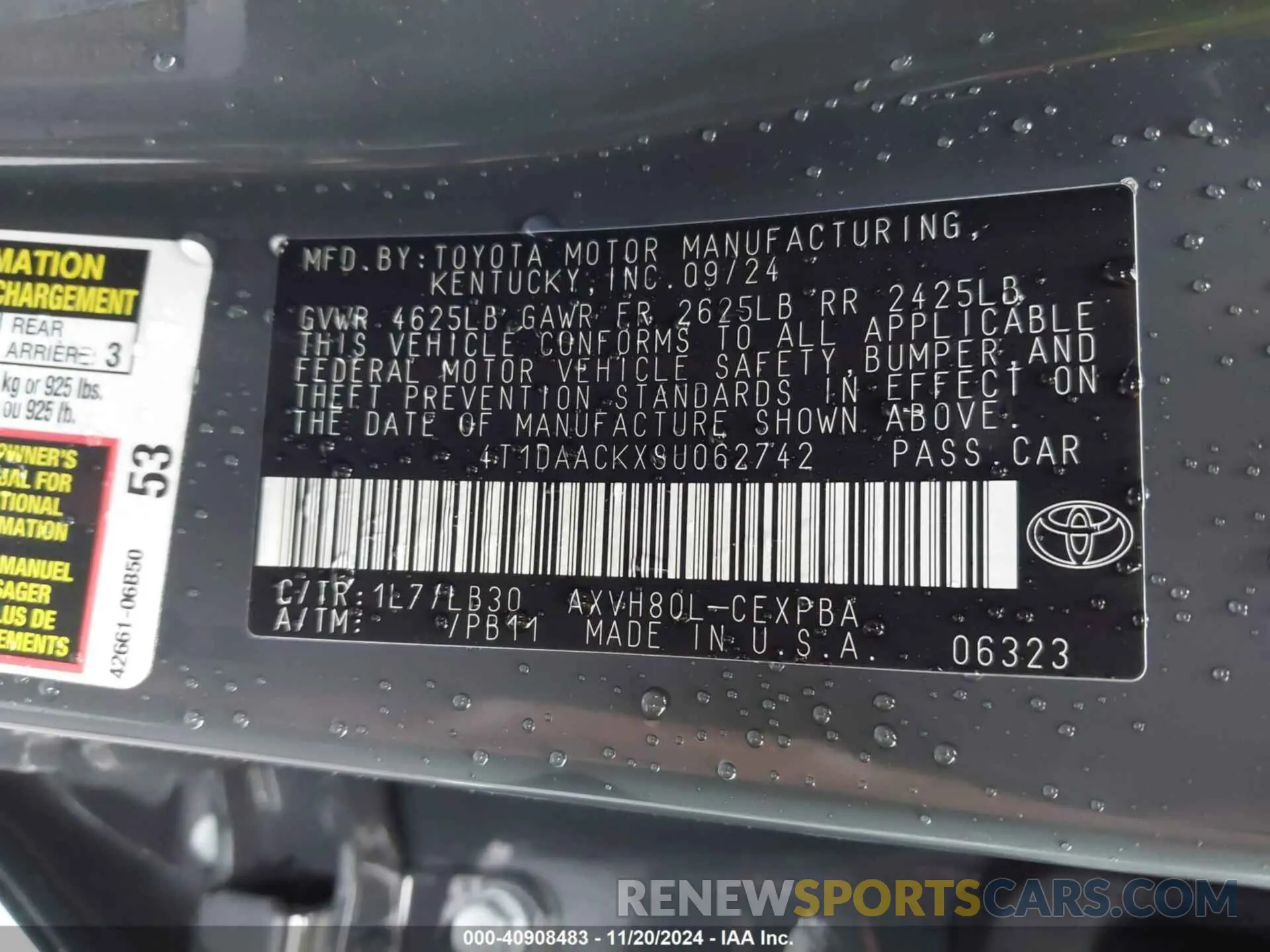 9 fotografías del automóvil dañado 4T1DAACKXSU062742 TOYOTA CAMRY 2025