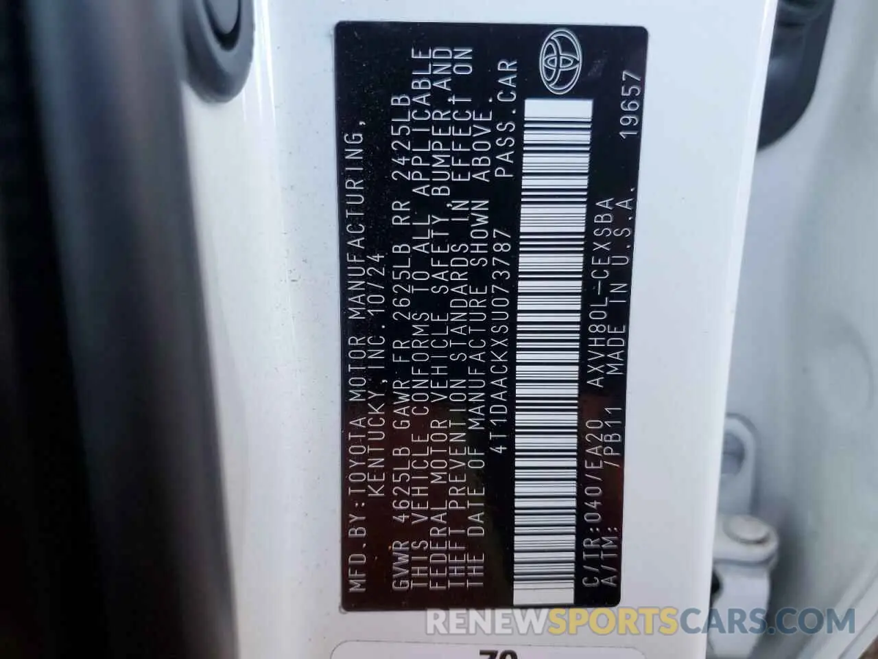 12 fotografías del automóvil dañado 4T1DAACKXSU073787 TOYOTA CAMRY 2025
