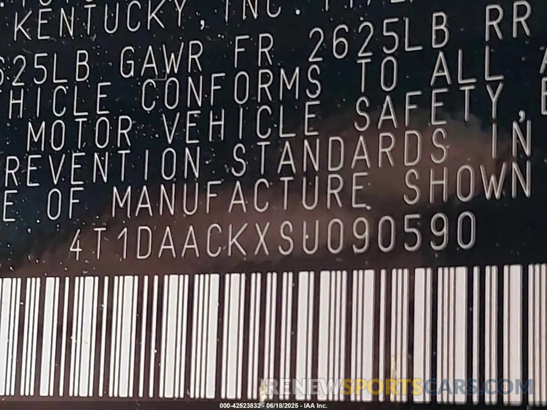9 fotografías del automóvil dañado 4T1DAACKXSU090590 TOYOTA CAMRY 2025