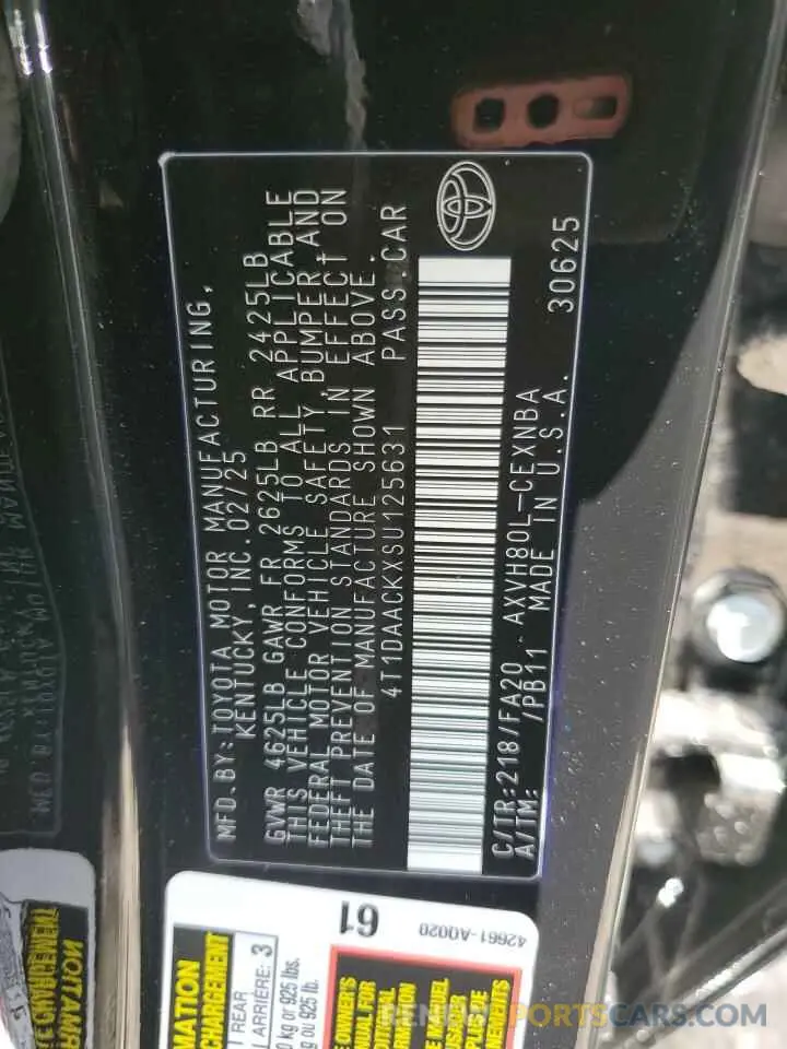 12 fotografías del automóvil dañado 4T1DAACKXSU125631 TOYOTA CAMRY 2025