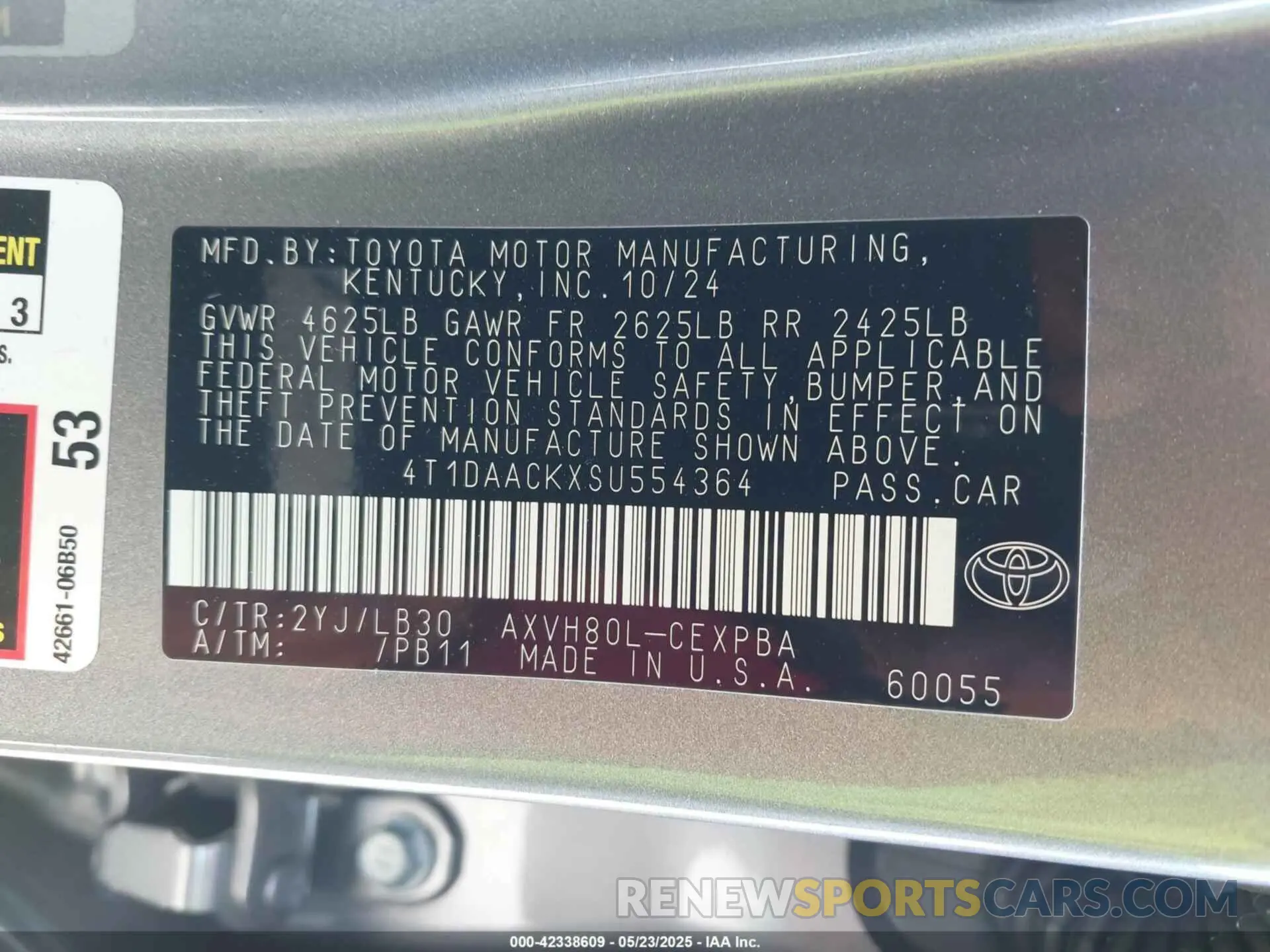 9 fotografías del automóvil dañado 4T1DAACKXSU554364 TOYOTA CAMRY 2025