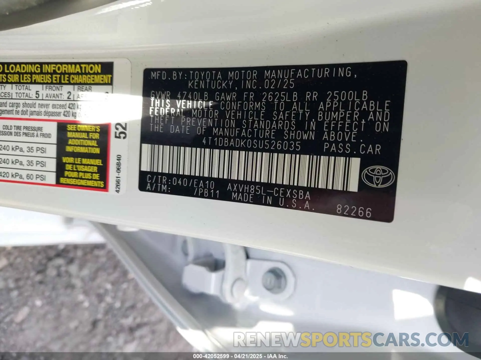 9 fotografías del automóvil dañado 4T1DBADK0SU526035 TOYOTA CAMRY 2025