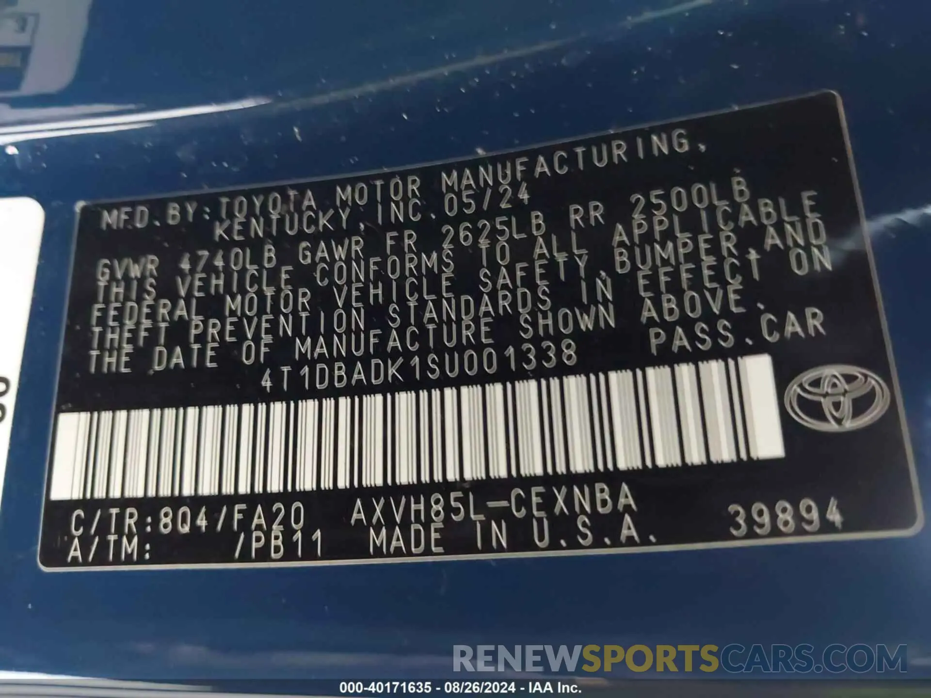 9 fotografías del automóvil dañado 4T1DBADK1SU001338 TOYOTA CAMRY 2025