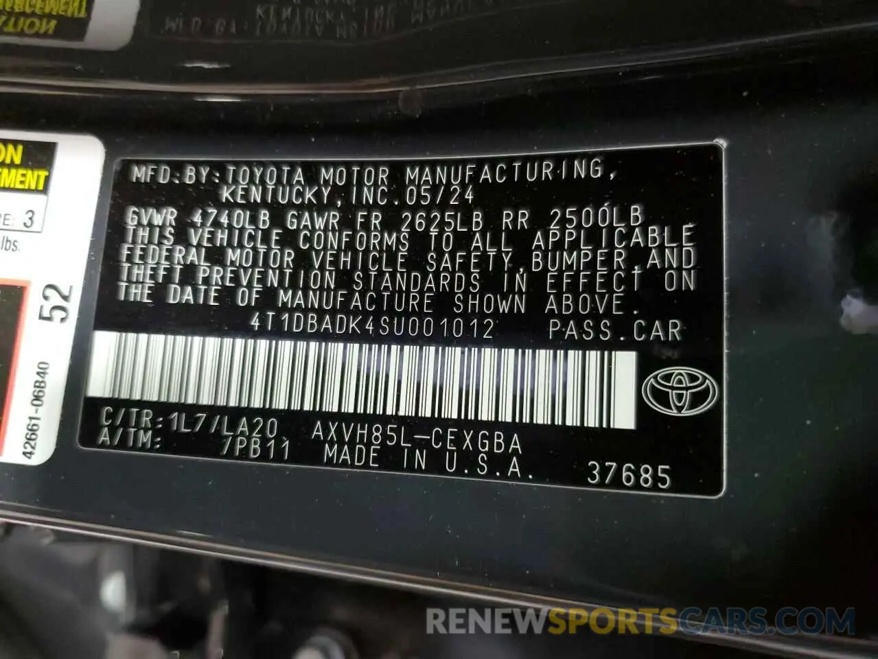 12 fotografías del automóvil dañado 4T1DBADK4SU001012 TOYOTA CAMRY 2025