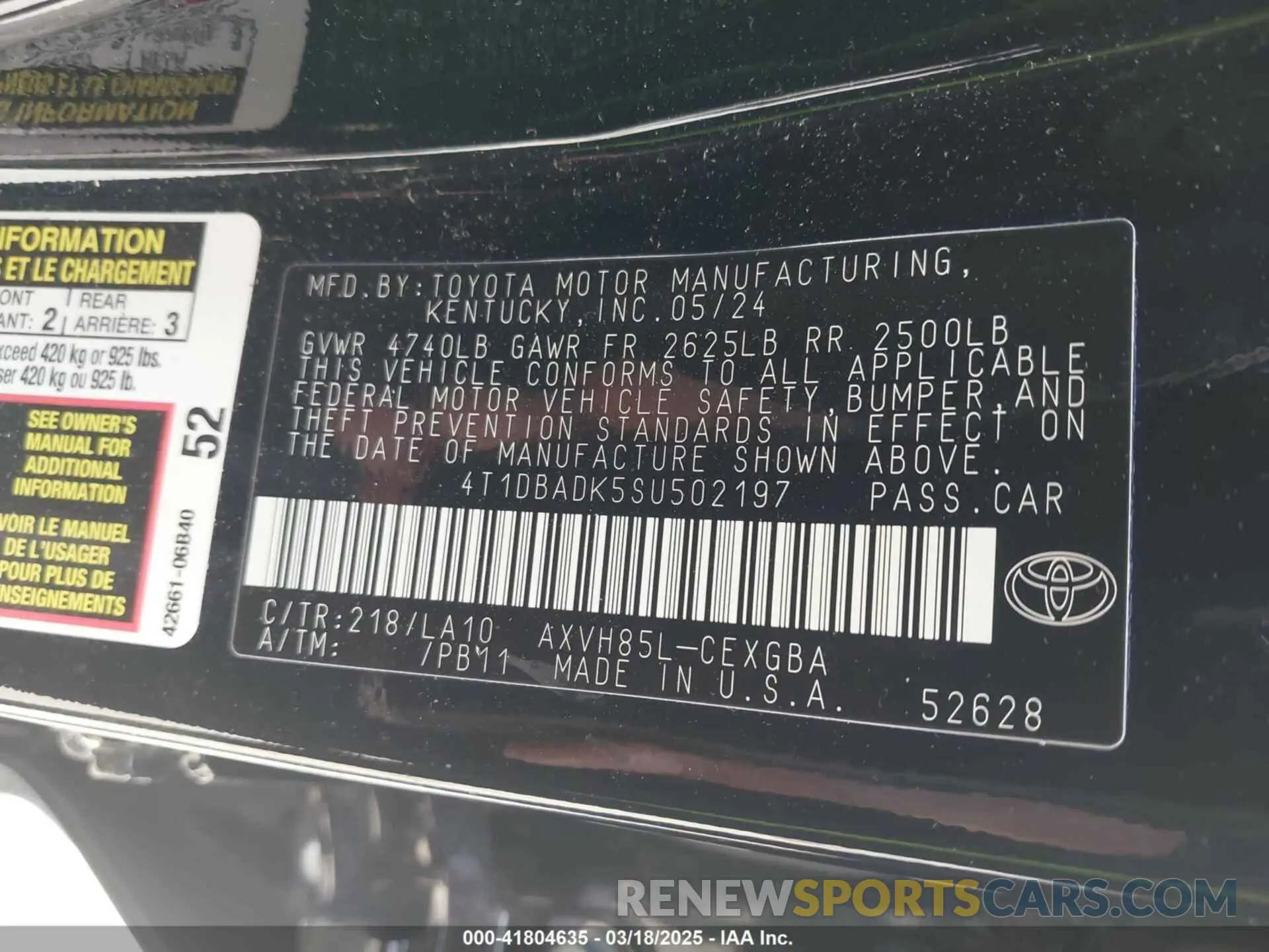 9 fotografías del automóvil dañado 4T1DBADK5SU502197 TOYOTA CAMRY 2025