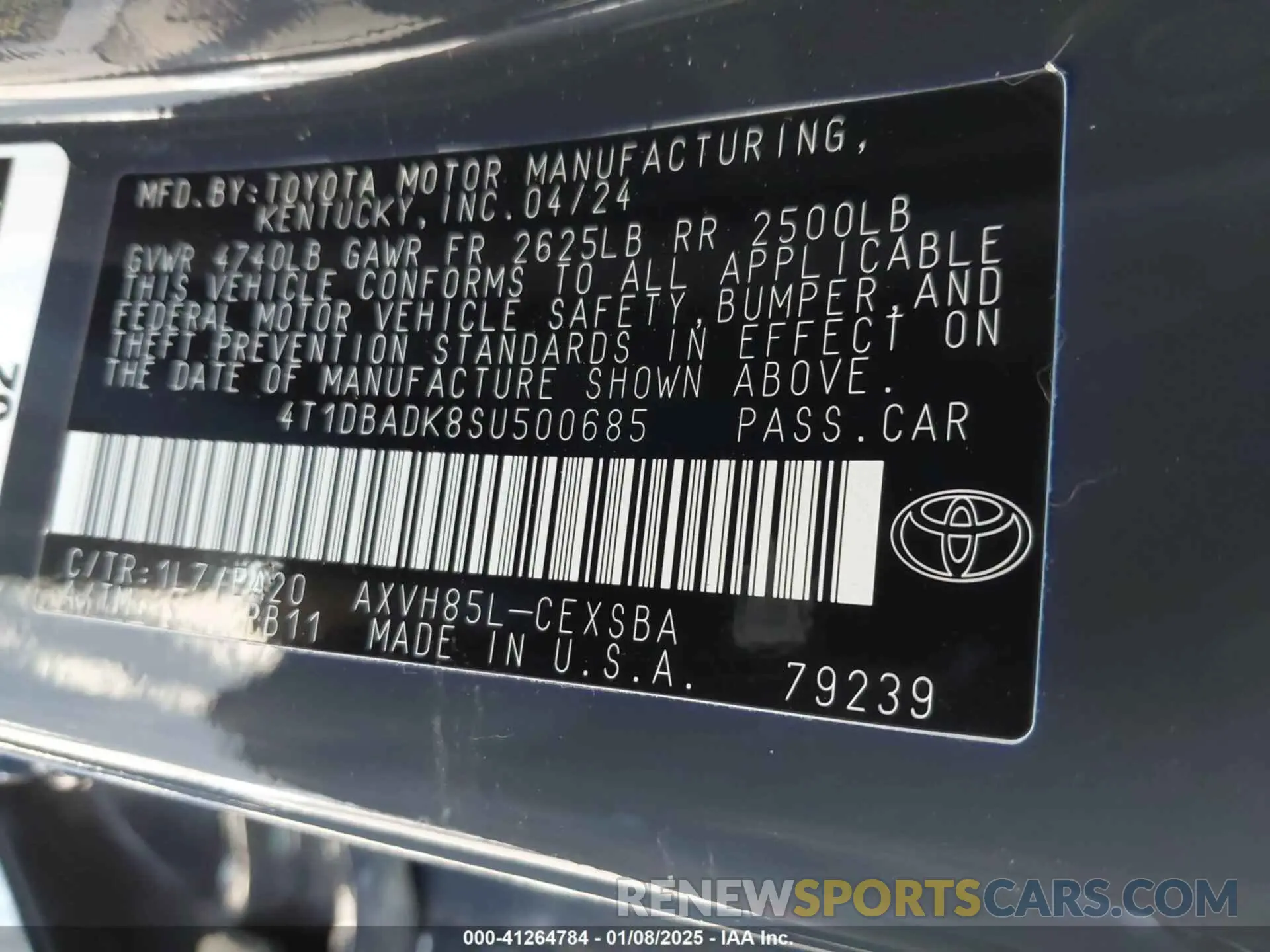 9 fotografías del automóvil dañado 4T1DBADK8SU500685 TOYOTA CAMRY 2025