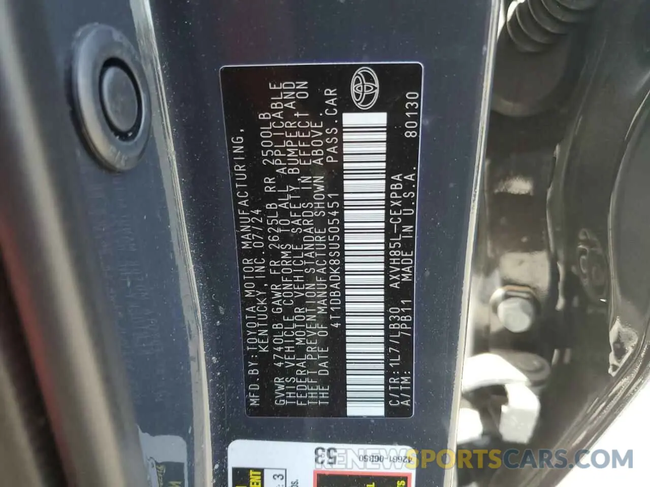 13 fotografías del automóvil dañado 4T1DBADK8SU505451 TOYOTA CAMRY 2025