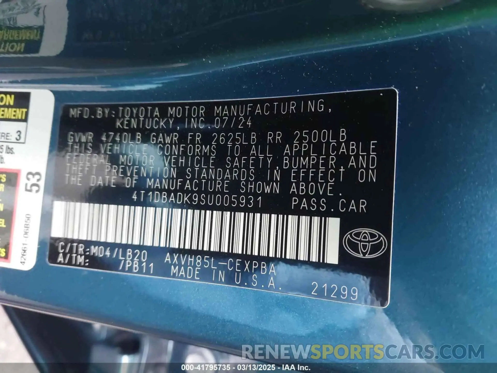 9 fotografías del automóvil dañado 4T1DBADK9SU005931 TOYOTA CAMRY 2025