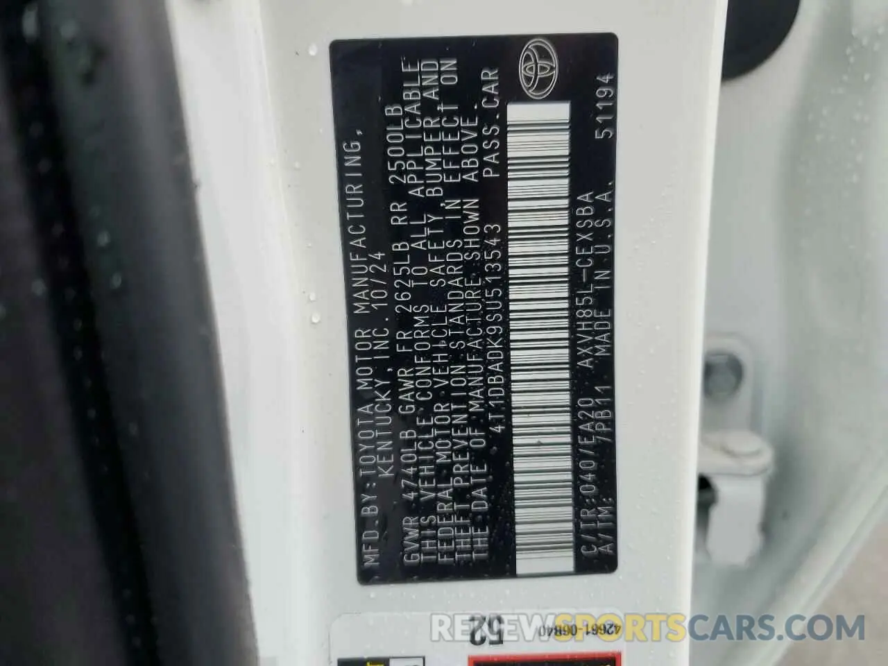 12 fotografías del automóvil dañado 4T1DBADK9SU513543 TOYOTA CAMRY 2025