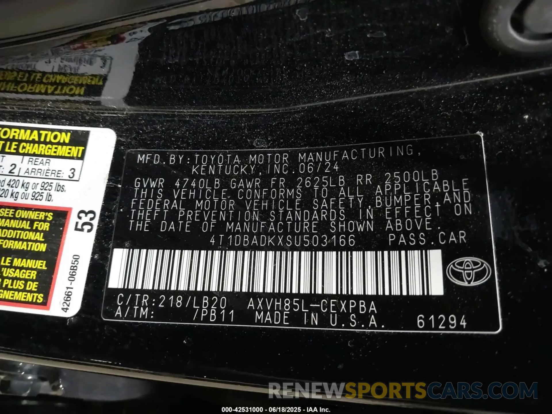 9 fotografías del automóvil dañado 4T1DBADKXSU503166 TOYOTA CAMRY 2025