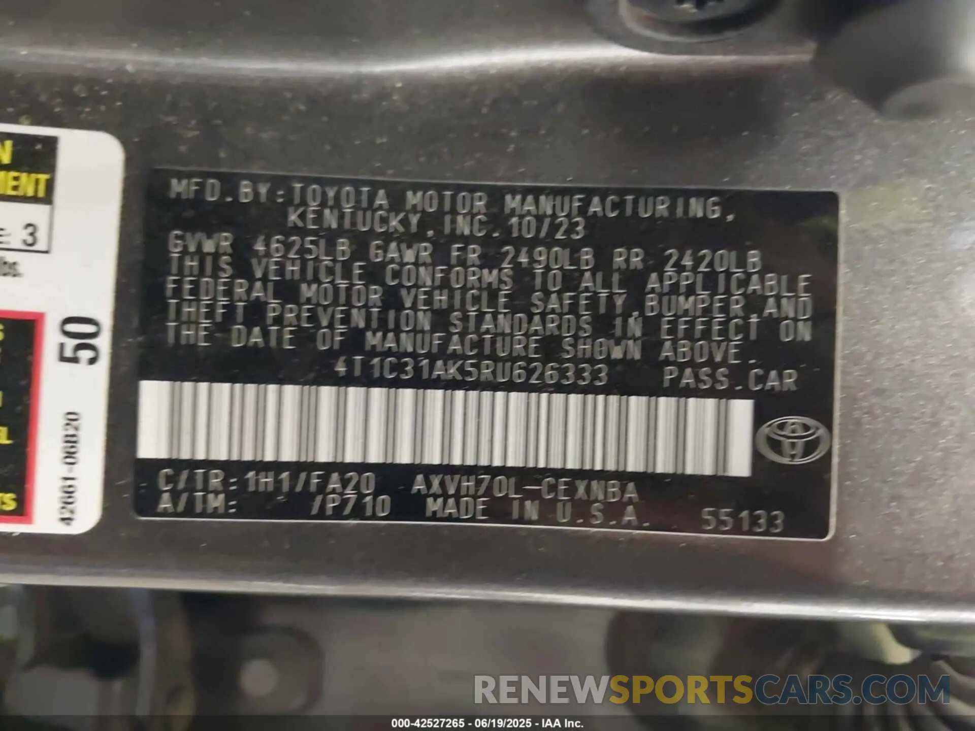 9 fotografías del automóvil dañado 4T1C31AK5RU626333 TOYOTA CAMRY HYBRID 2024