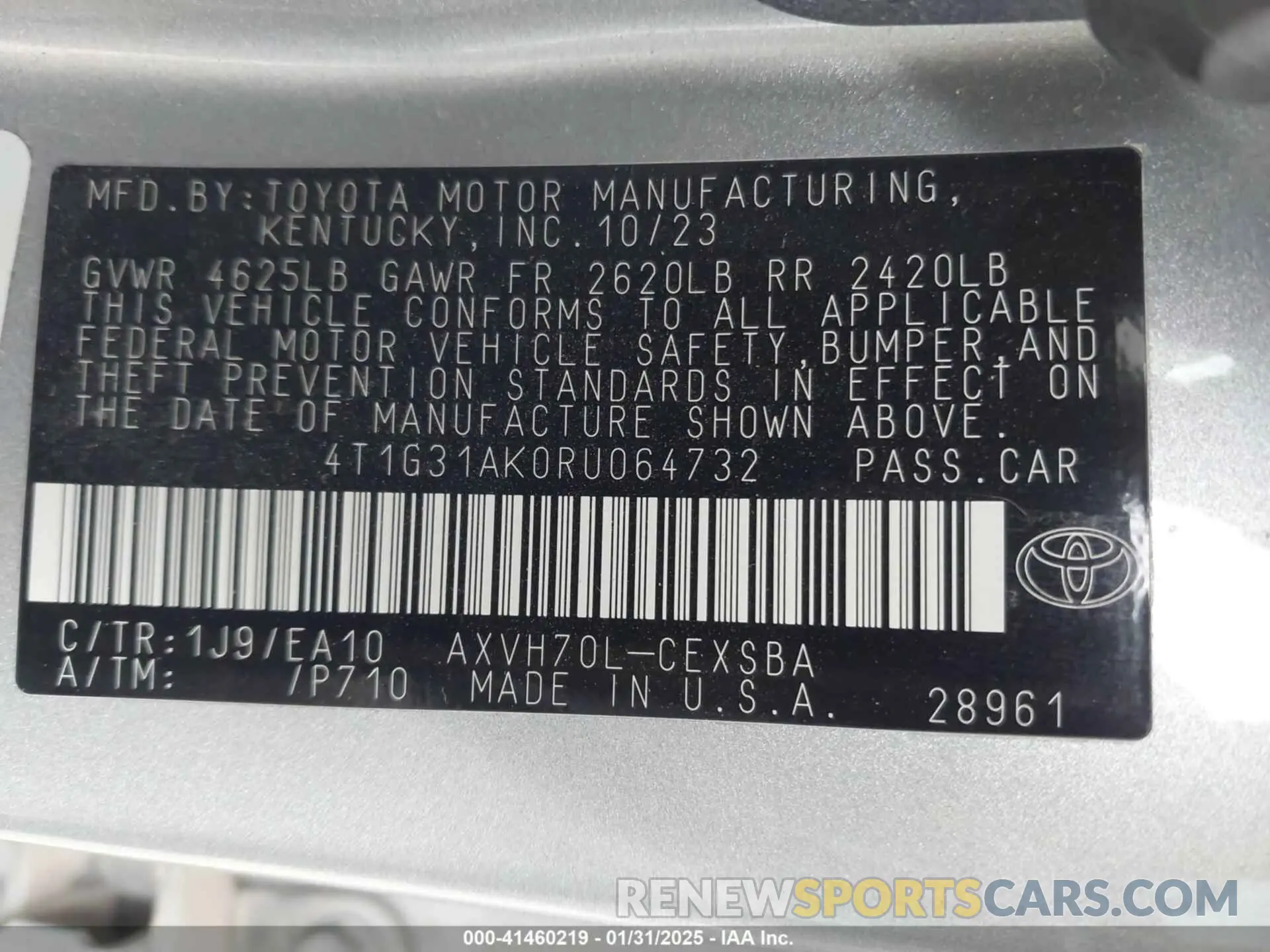 9 fotografías del automóvil dañado 4T1G31AK0RU064732 TOYOTA CAMRY HYBRID 2024