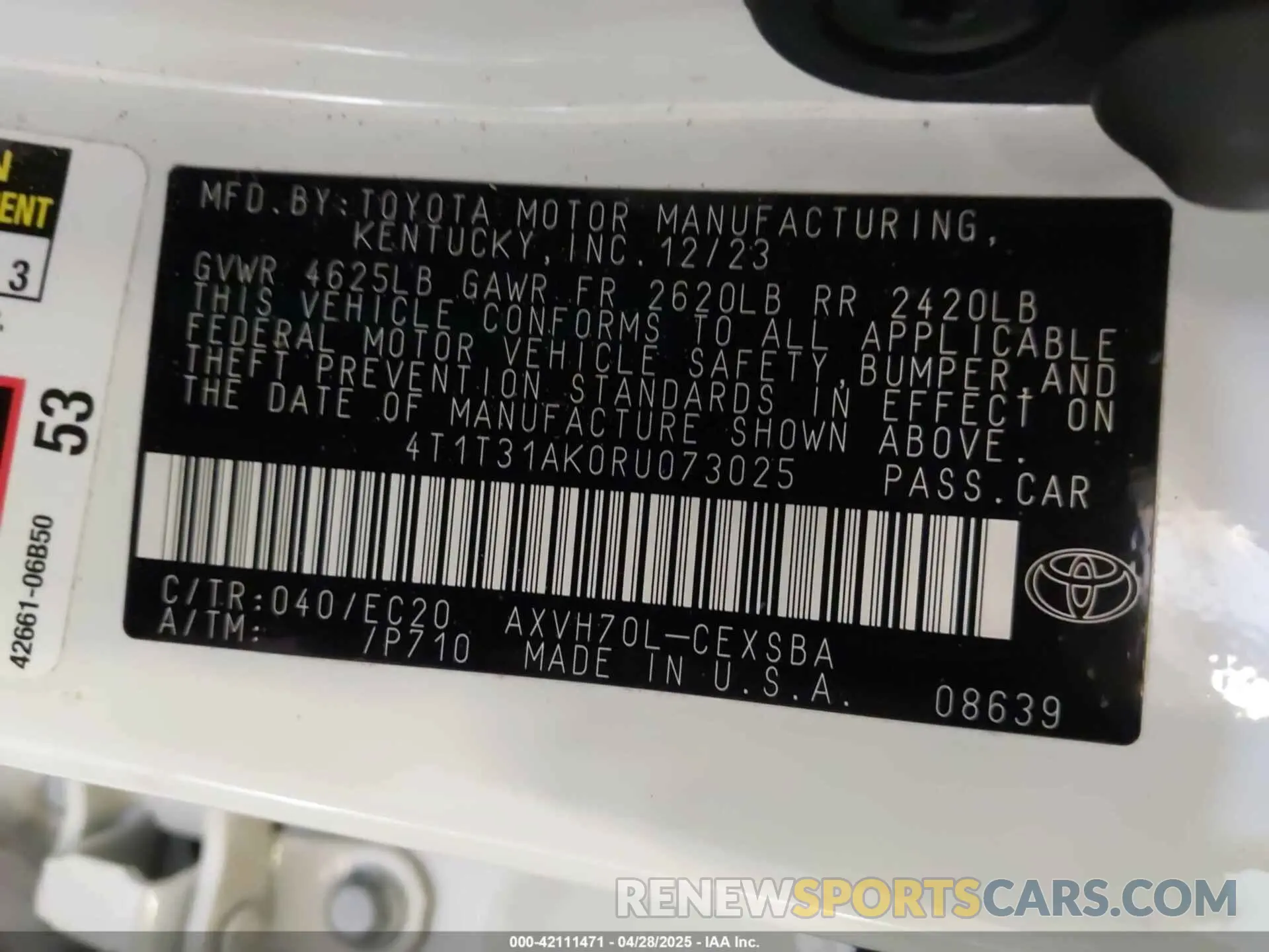 9 fotografías del automóvil dañado 4T1T31AK0RU073025 TOYOTA CAMRY HYBRID 2024