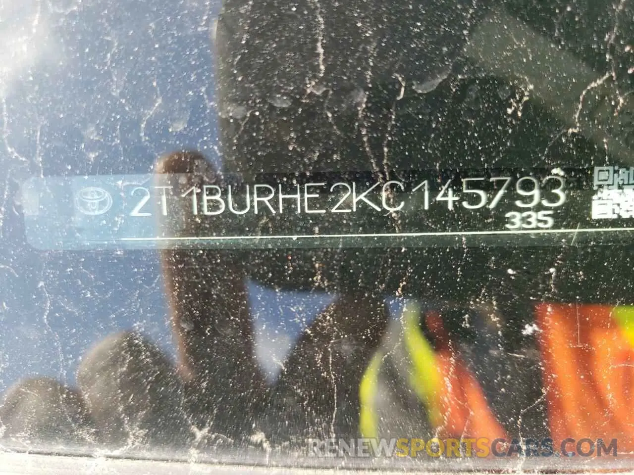 10 fotografías del automóvil dañado 2T1BURHE2KC145793 TOYOTA COROLLA 2019