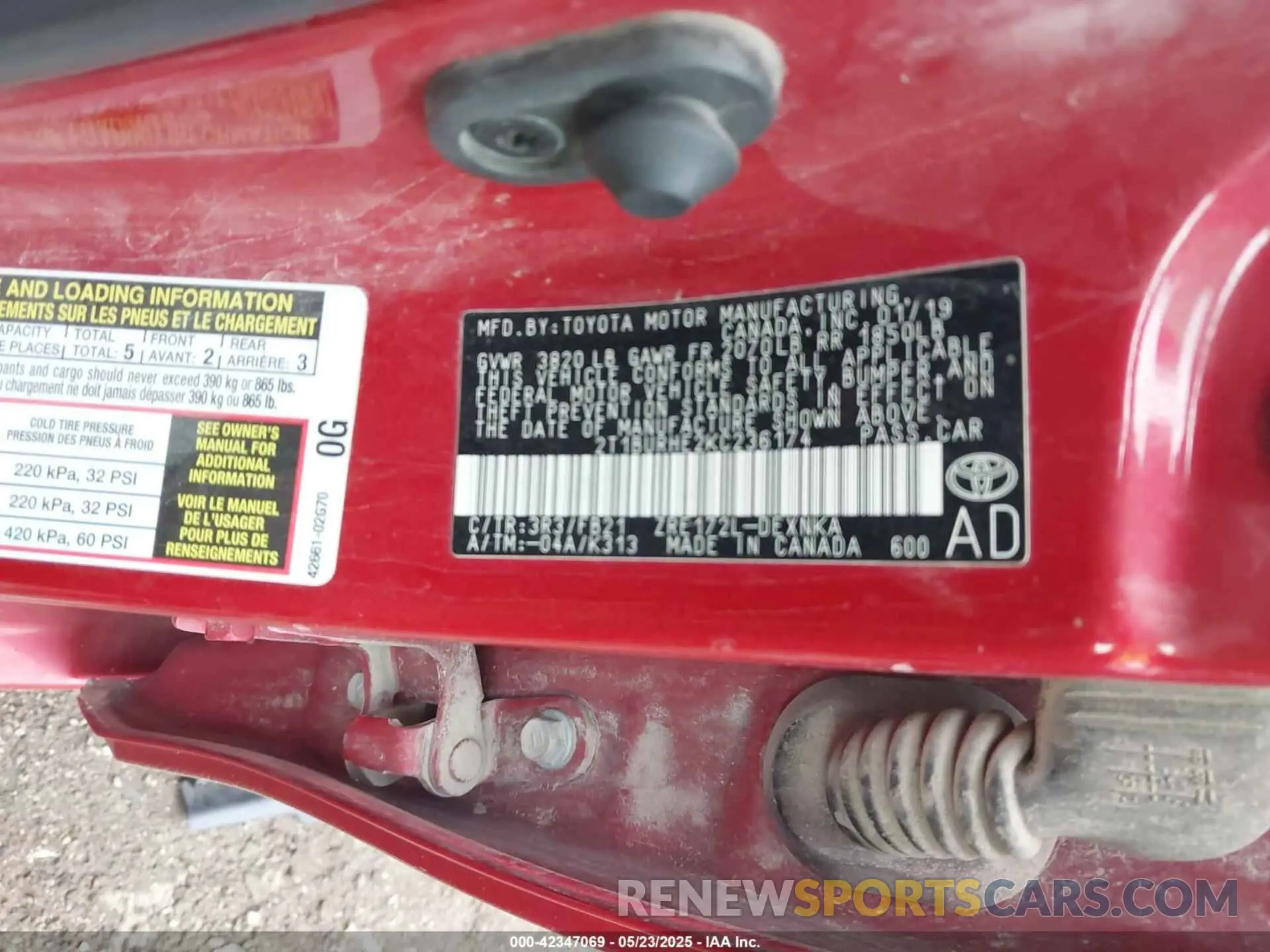 9 fotografías del automóvil dañado 2T1BURHE2KC236174 TOYOTA COROLLA 2019