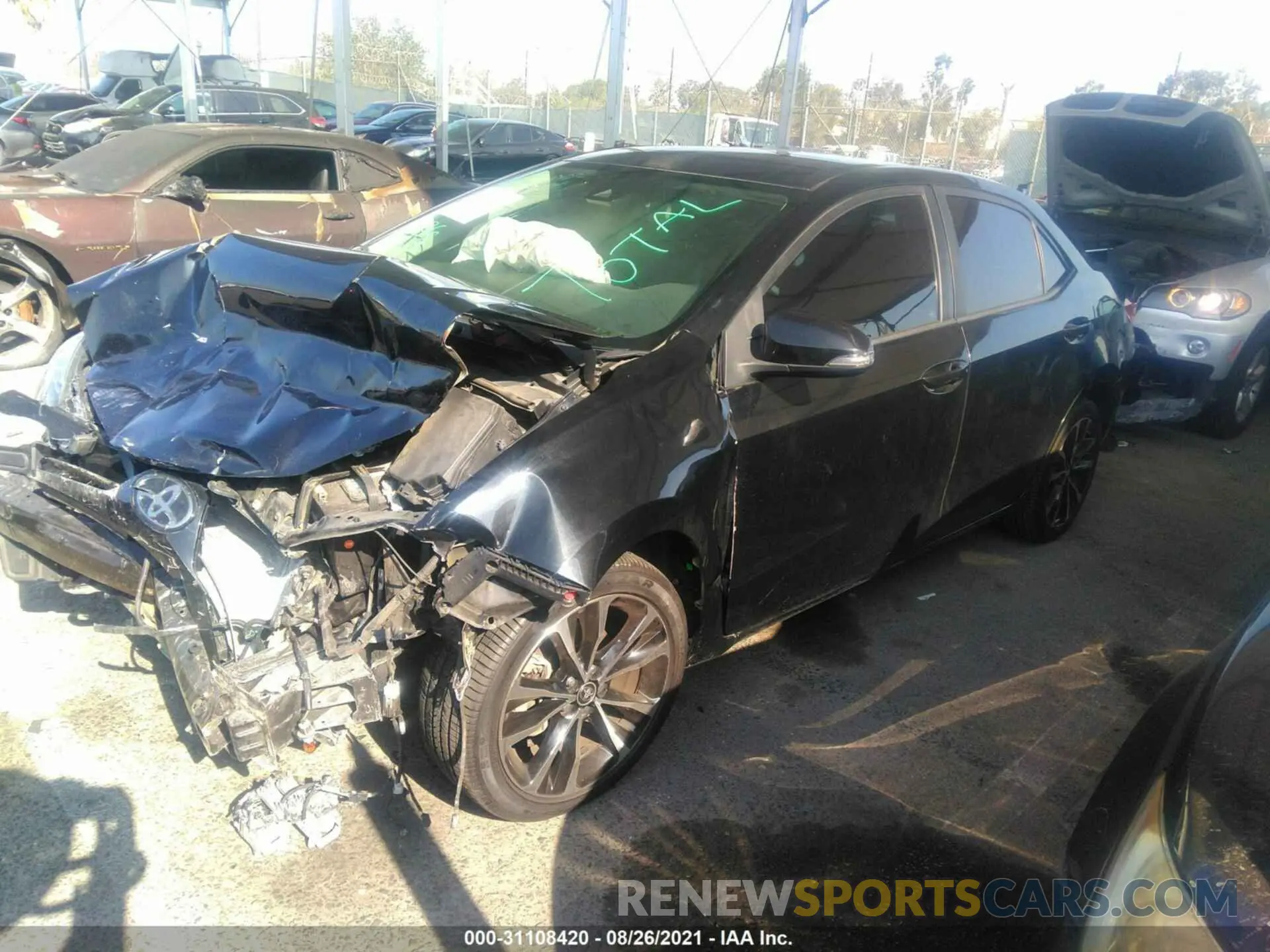 2 fotografías del automóvil dañado 2T1BURHE4KC134505 TOYOTA COROLLA 2019