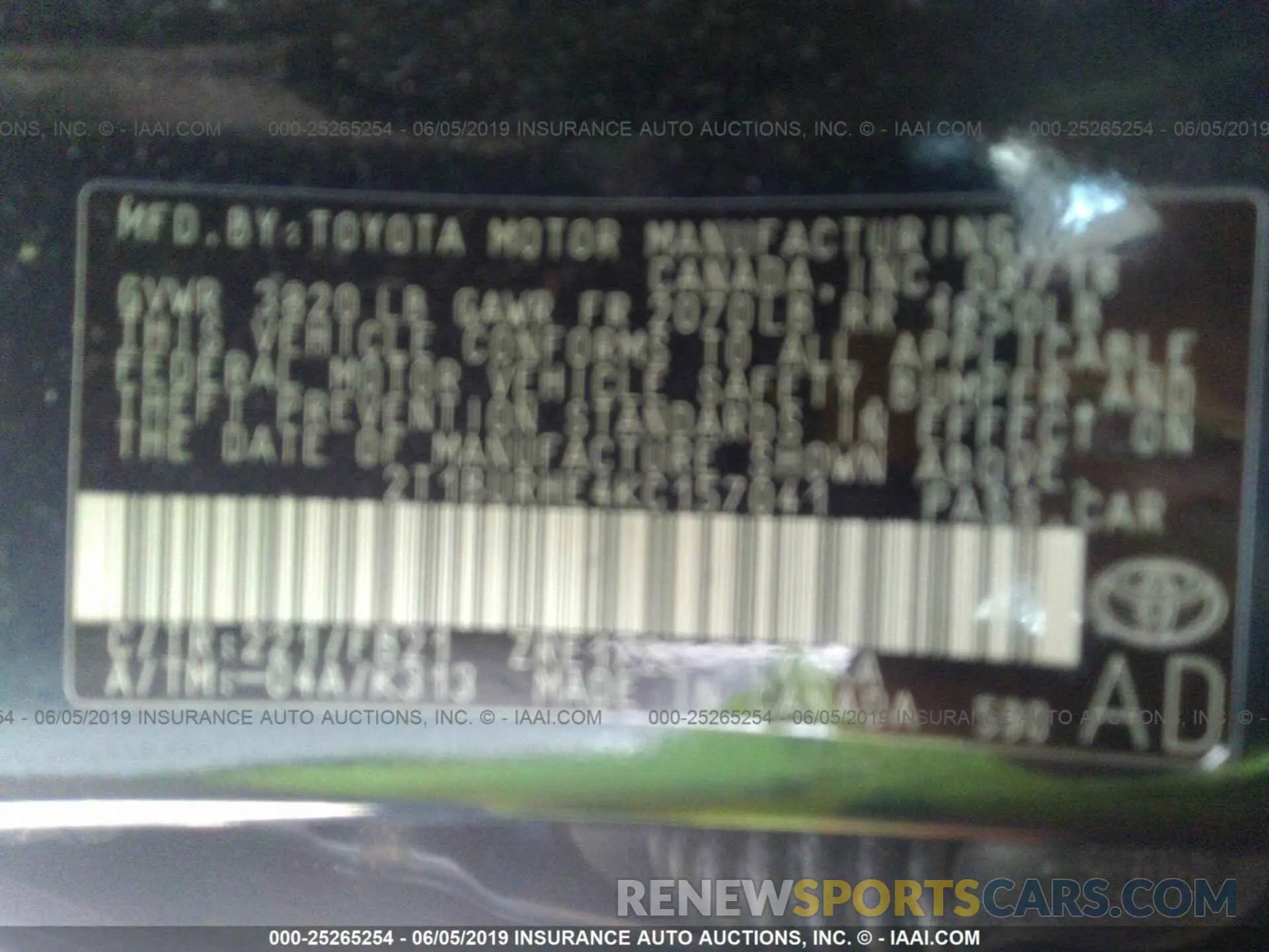 9 fotografías del automóvil dañado 2T1BURHE4KC157041 TOYOTA COROLLA 2019