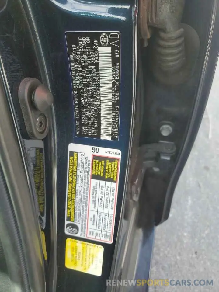 12 fotografías del automóvil dañado 2T1BURHE5KC152544 TOYOTA COROLLA 2019