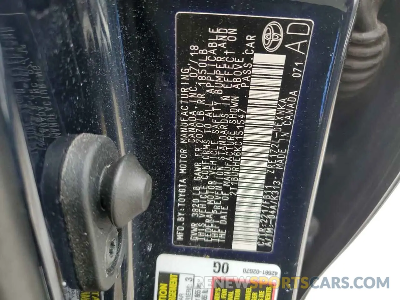 13 fotografías del automóvil dañado 2T1BURHE6KC151547 TOYOTA COROLLA 2019