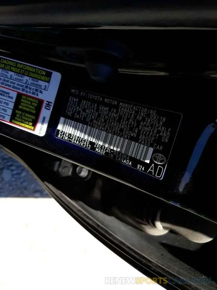 10 fotografías del automóvil dañado 2T1BURHE7KC177381 TOYOTA COROLLA 2019