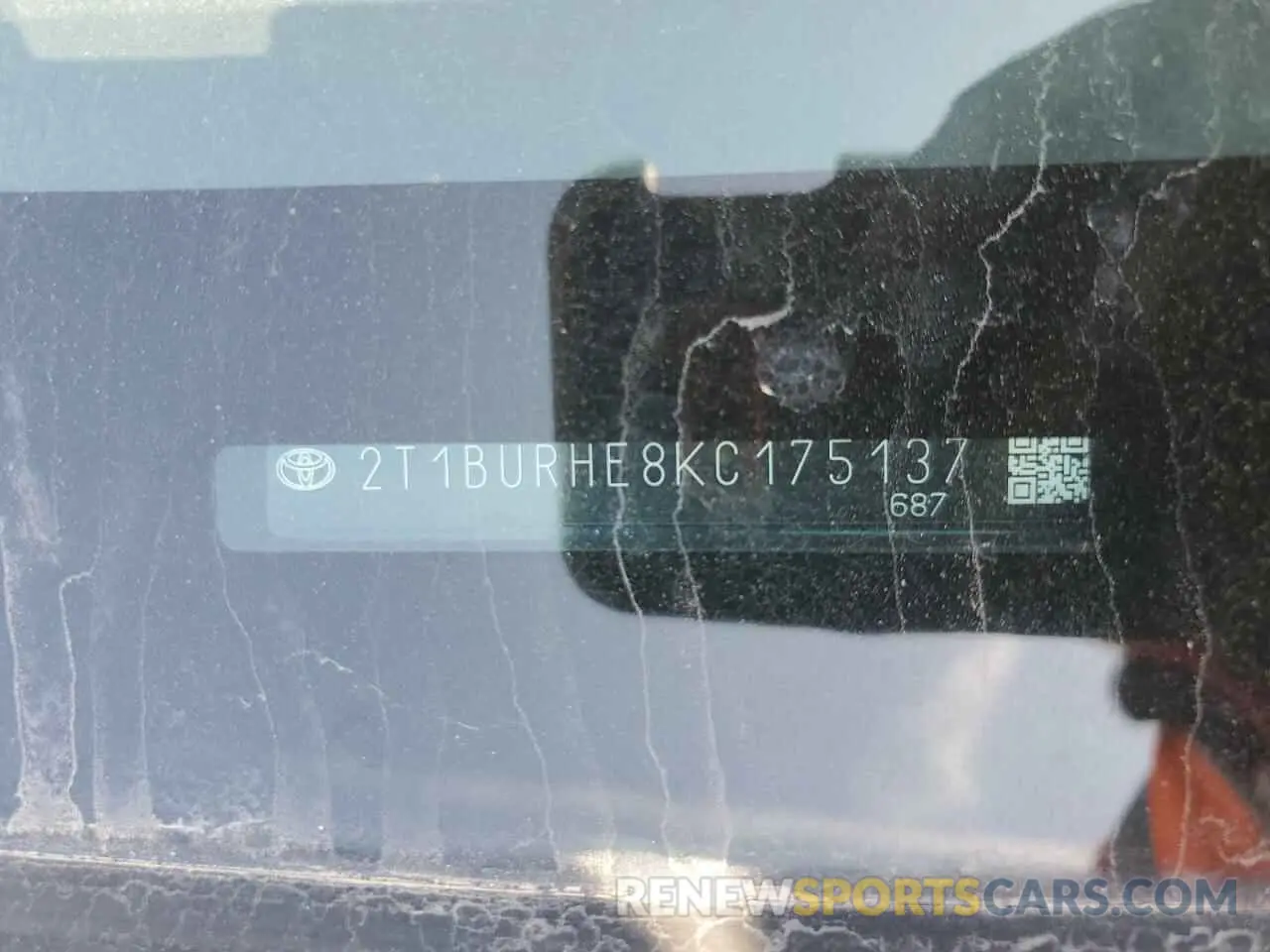 12 fotografías del automóvil dañado 2T1BURHE8KC175137 TOYOTA COROLLA 2019