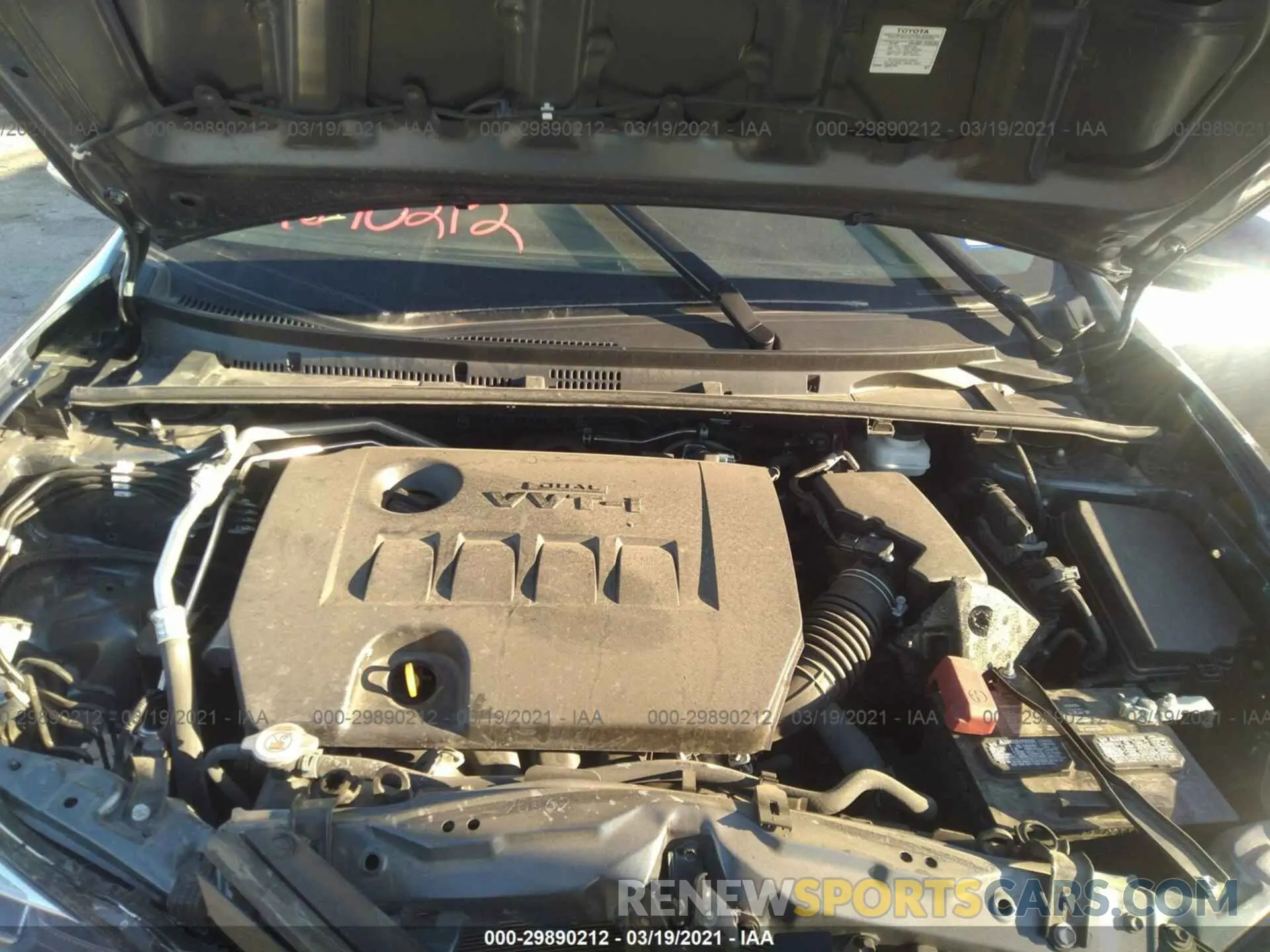 10 fotografías del automóvil dañado 2T1BURHE8KC217354 TOYOTA COROLLA 2019