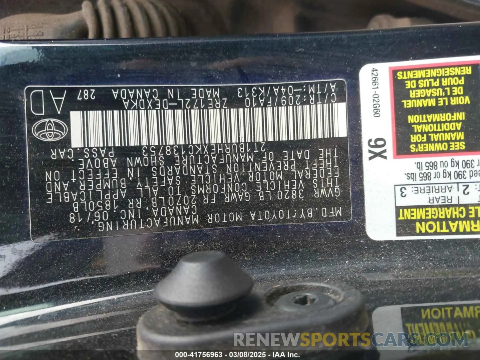9 fotografías del automóvil dañado 2T1BURHEXKC138753 TOYOTA COROLLA 2019