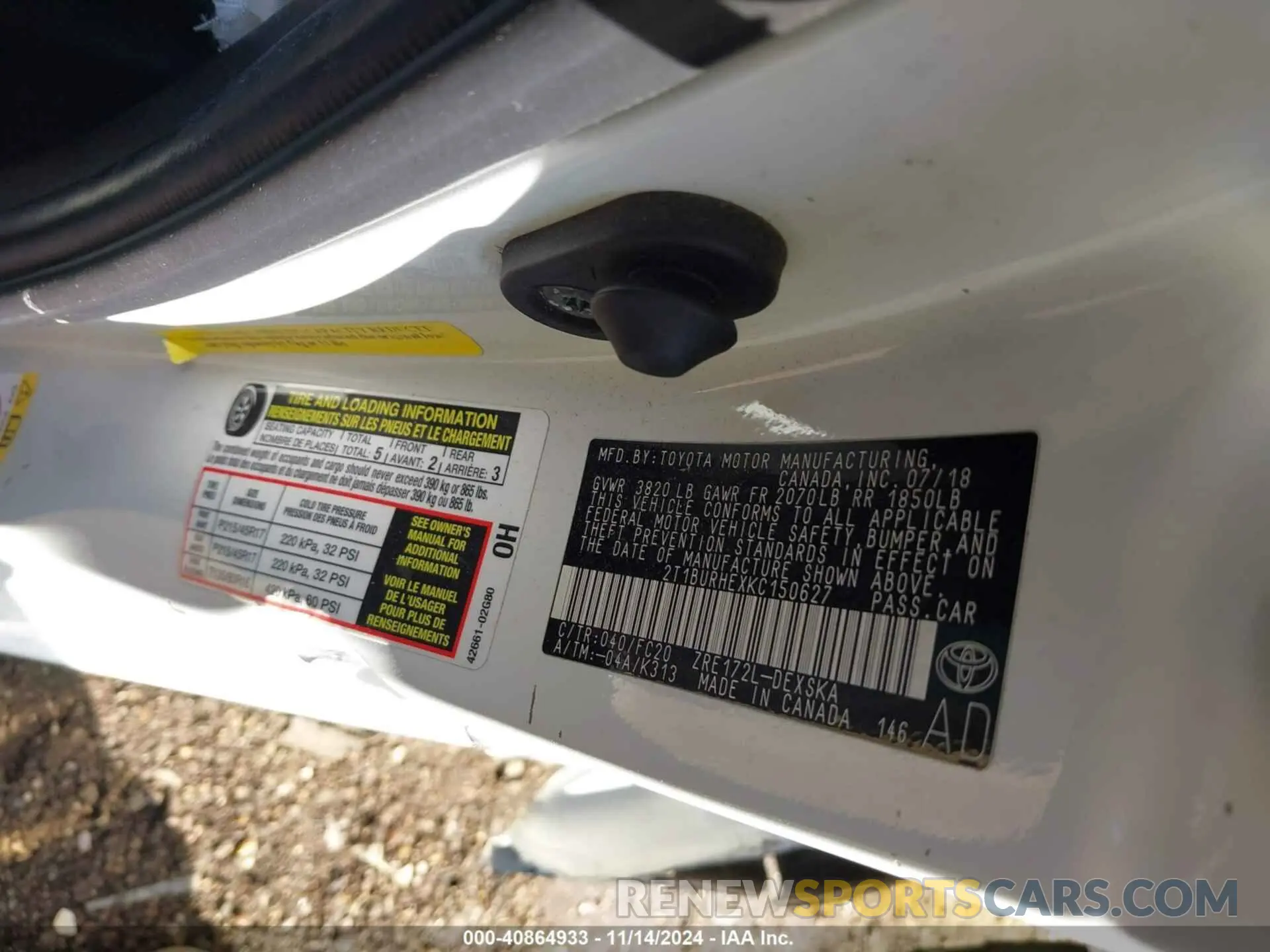 9 fotografías del automóvil dañado 2T1BURHEXKC150627 TOYOTA COROLLA 2019