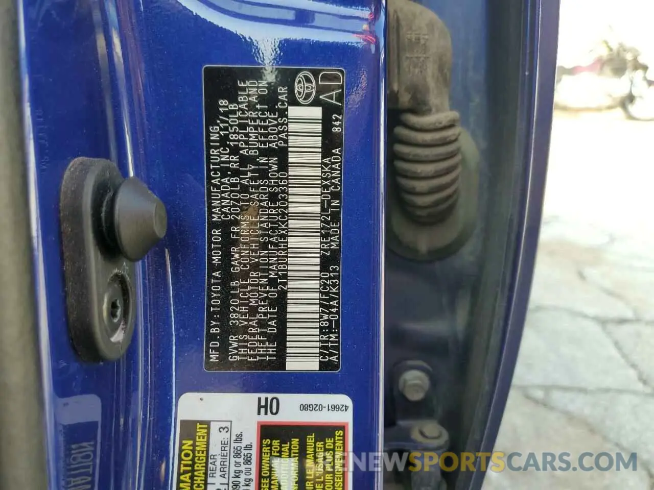 10 fotografías del automóvil dañado 2T1BURHEXKC203360 TOYOTA COROLLA 2019