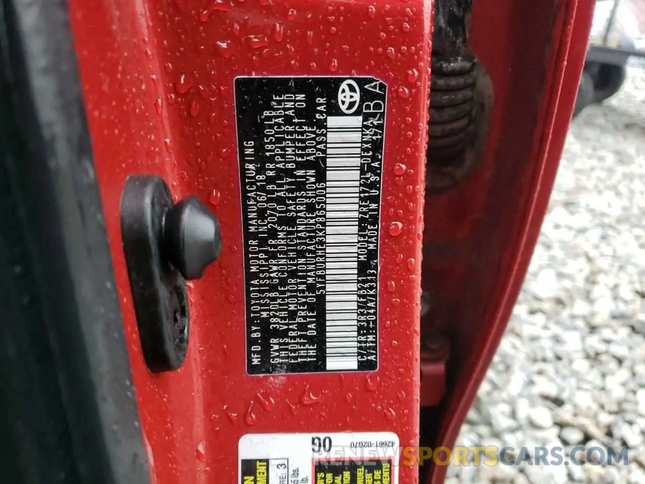 12 fotografías del automóvil dañado 5YFBURHE3KP865006 TOYOTA COROLLA 2019