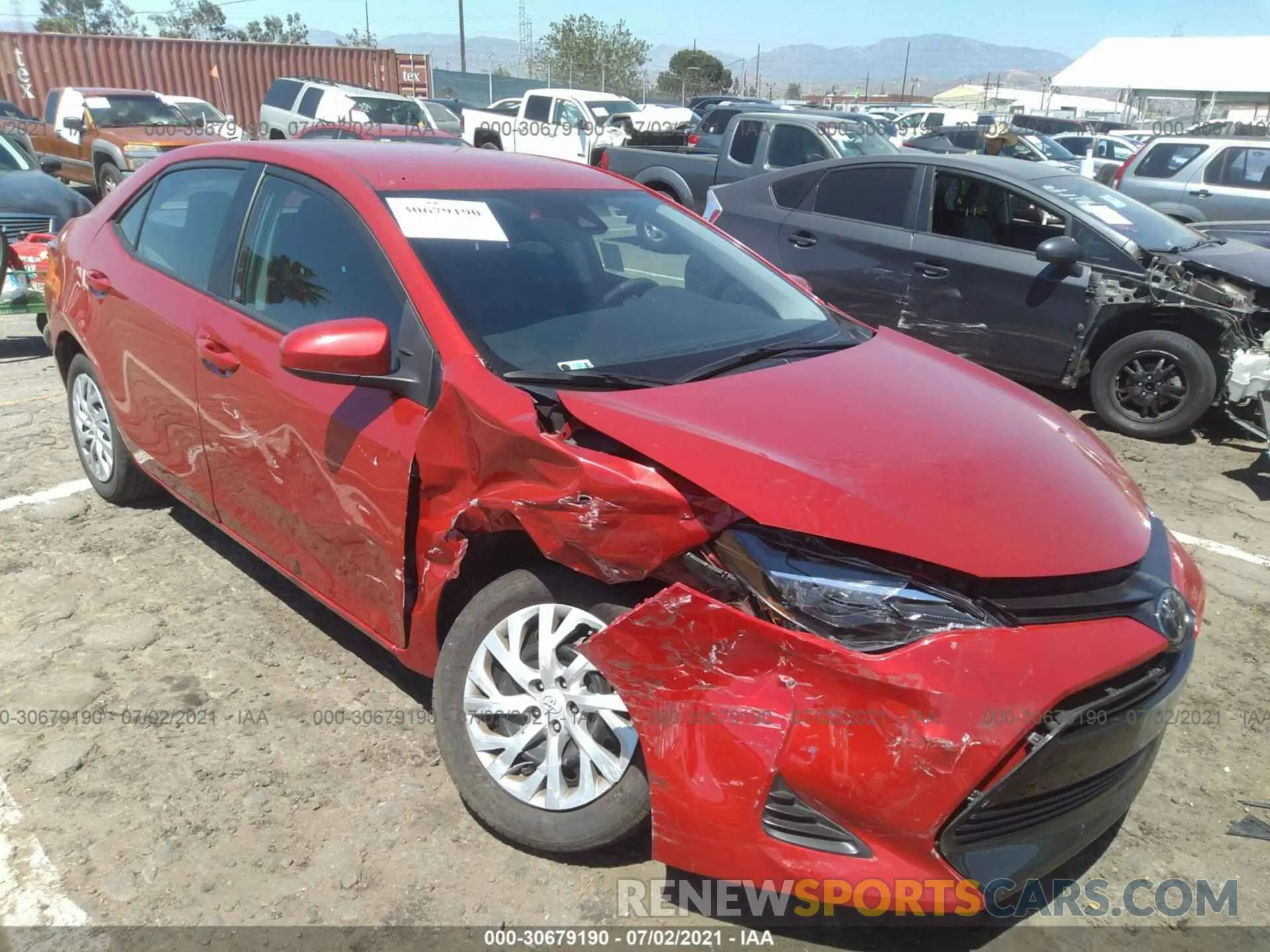 1 fotografías del automóvil dañado 5YFBURHE3KP930114 TOYOTA COROLLA 2019