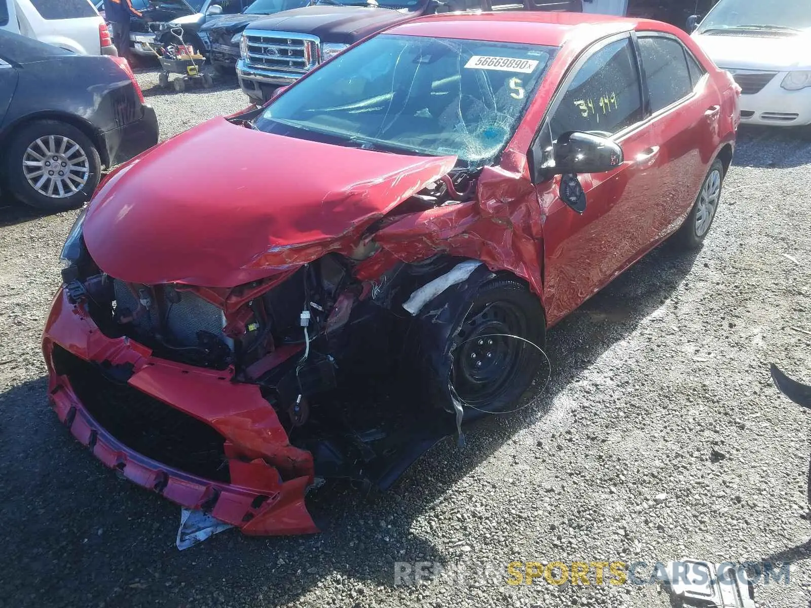 2 fotografías del automóvil dañado 5YFBURHE5KP878727 TOYOTA COROLLA 2019