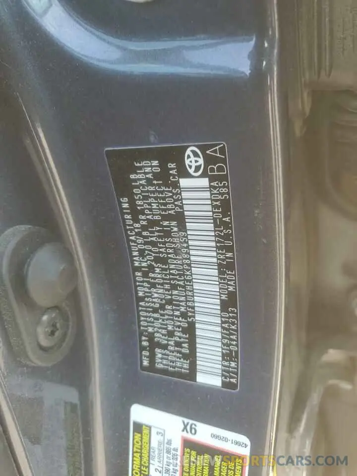 15 fotografías del automóvil dañado 5YFBURHE6KP889459 TOYOTA COROLLA 2019