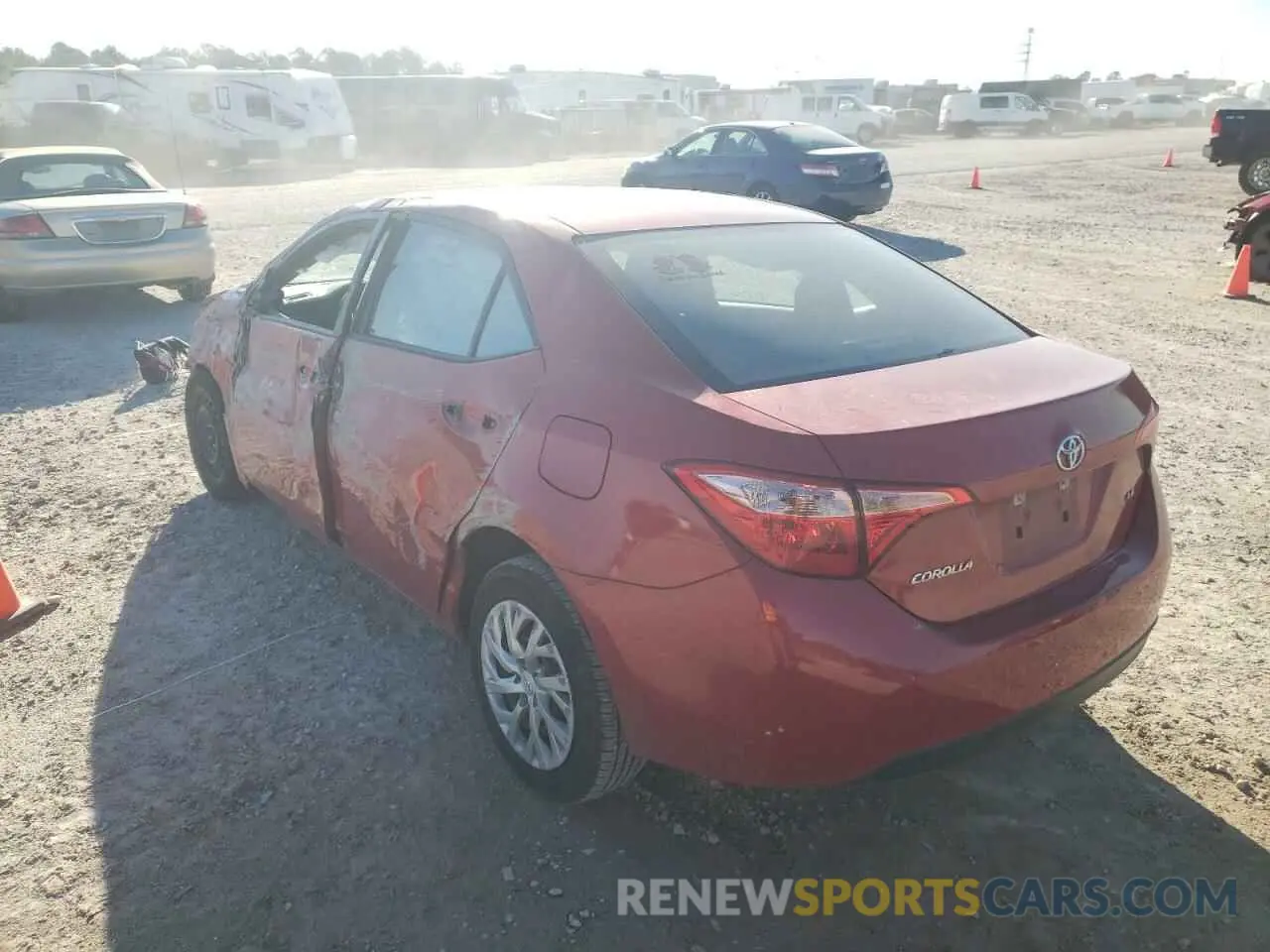 3 fotografías del automóvil dañado 5YFBURHE6KP930639 TOYOTA COROLLA 2019
