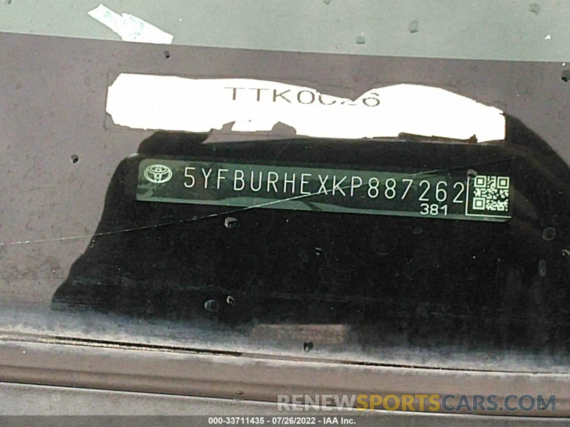 9 fotografías del automóvil dañado 5YFBURHEXKP887262 TOYOTA COROLLA 2019