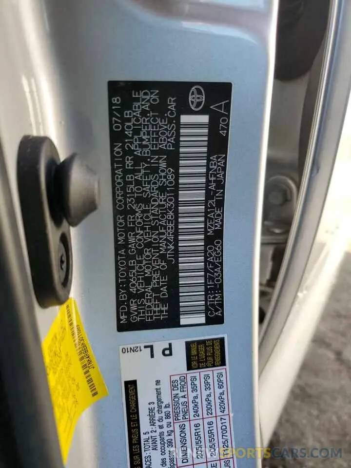 13 fotografías del automóvil dañado JTNK4RBE8K3011089 TOYOTA COROLLA 2019