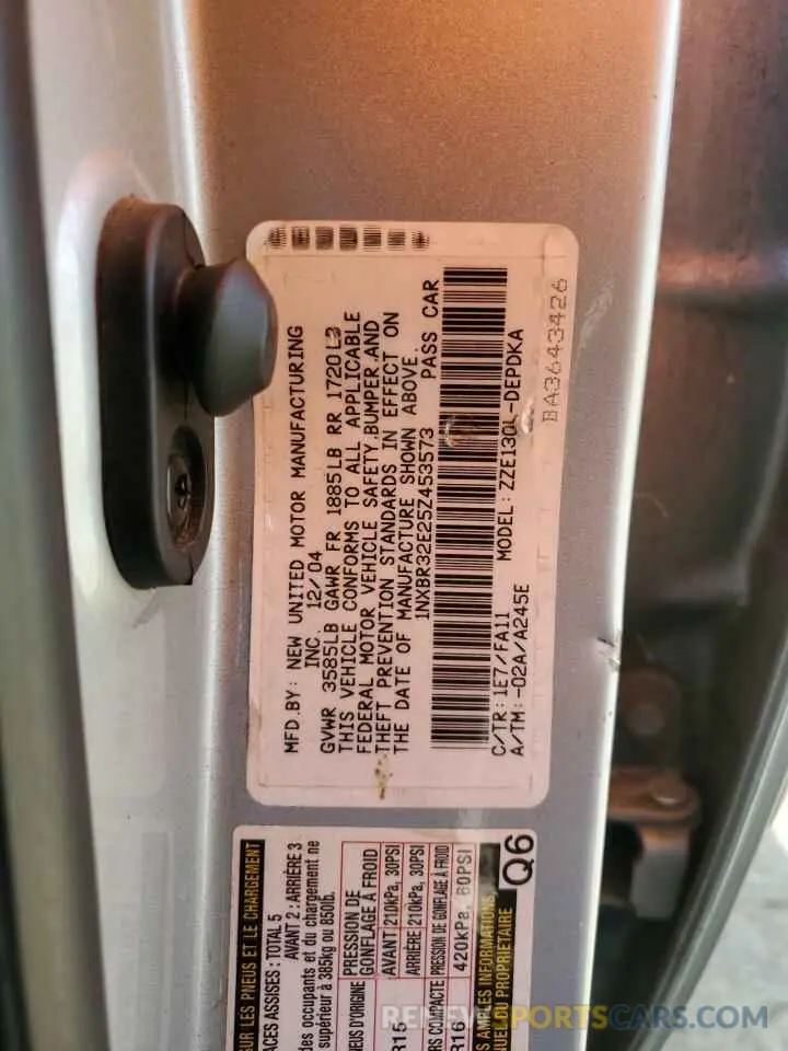 12 fotografías del automóvil dañado 1NXBR32E25Z453573 TOYOTA COROLLA 2020
